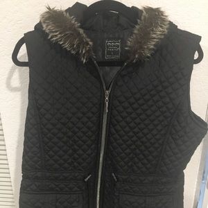 Three Hearts Quilted Vest with fur lined hood